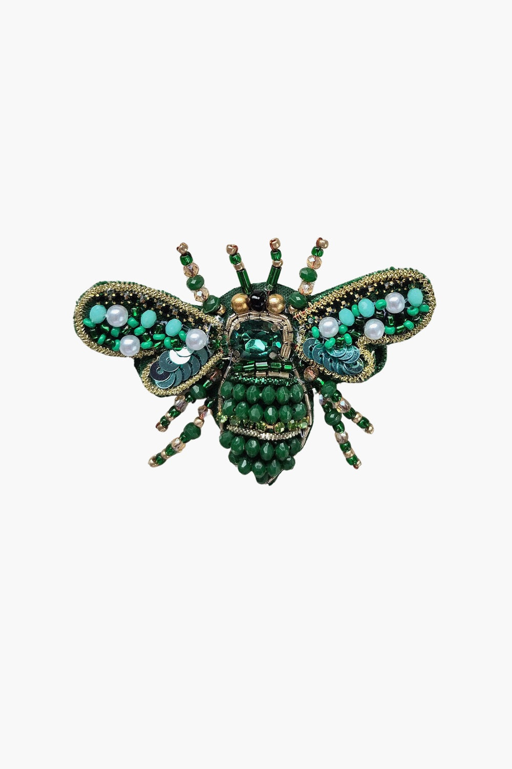 BEADED BROOCH GREEN FLY