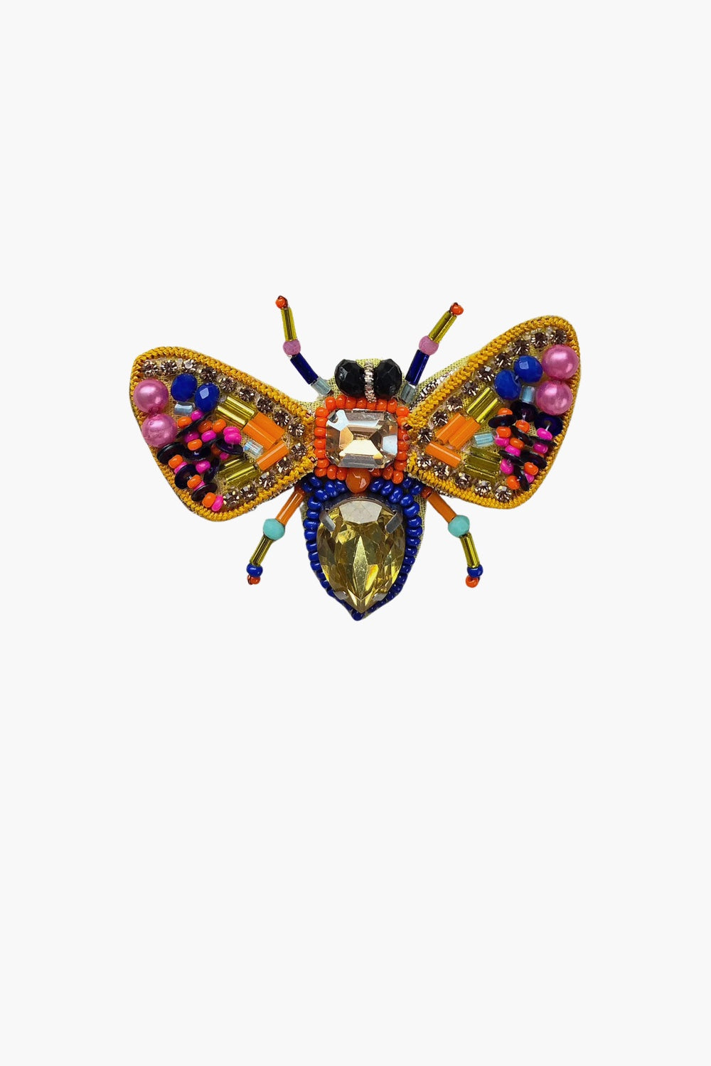 BEADED BROOCH MULTICOLOUR FLY WITH GEMSTONES