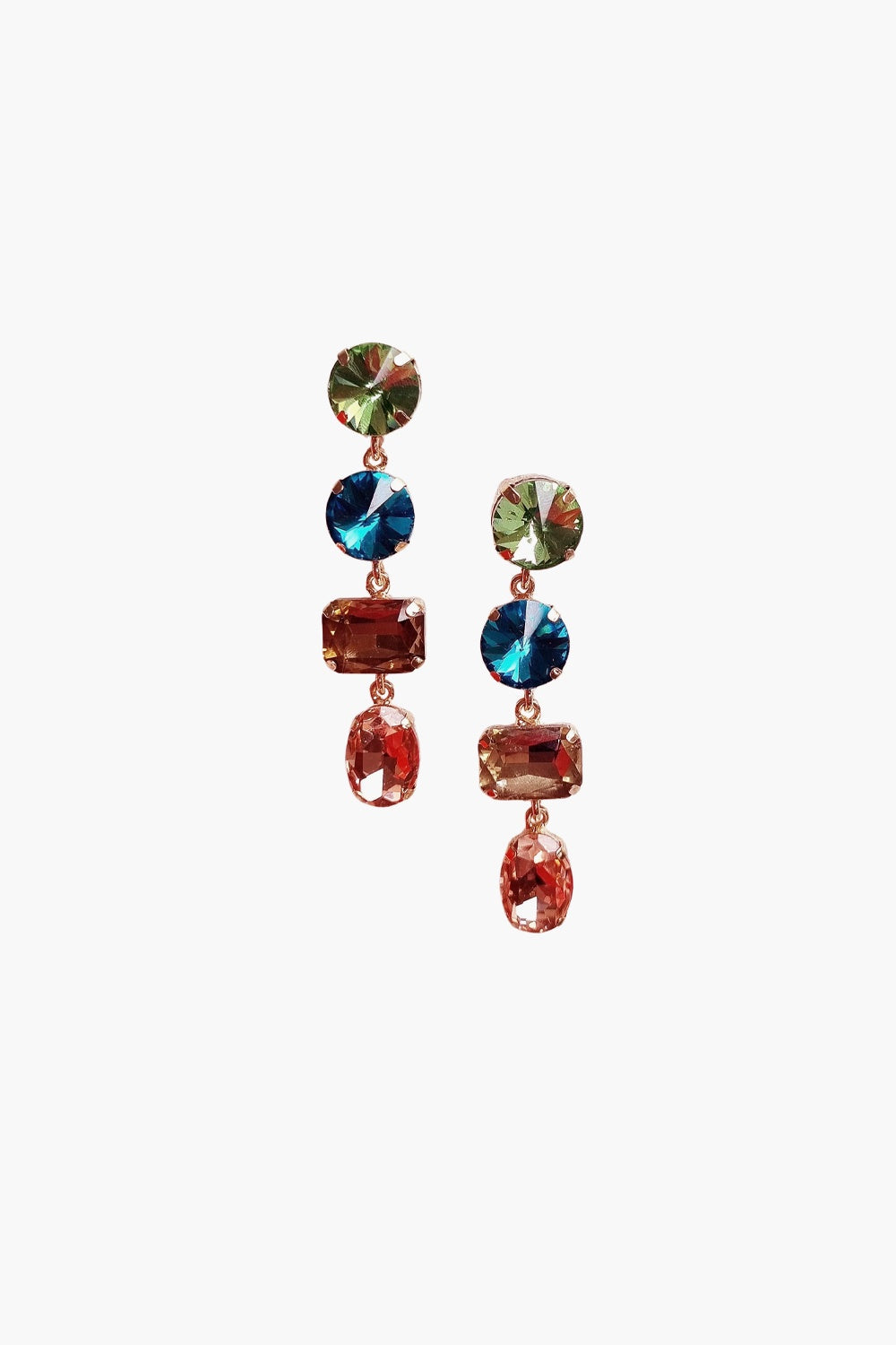 GEM DROP EARRING GREEN/TEAL/BROWN/RUST