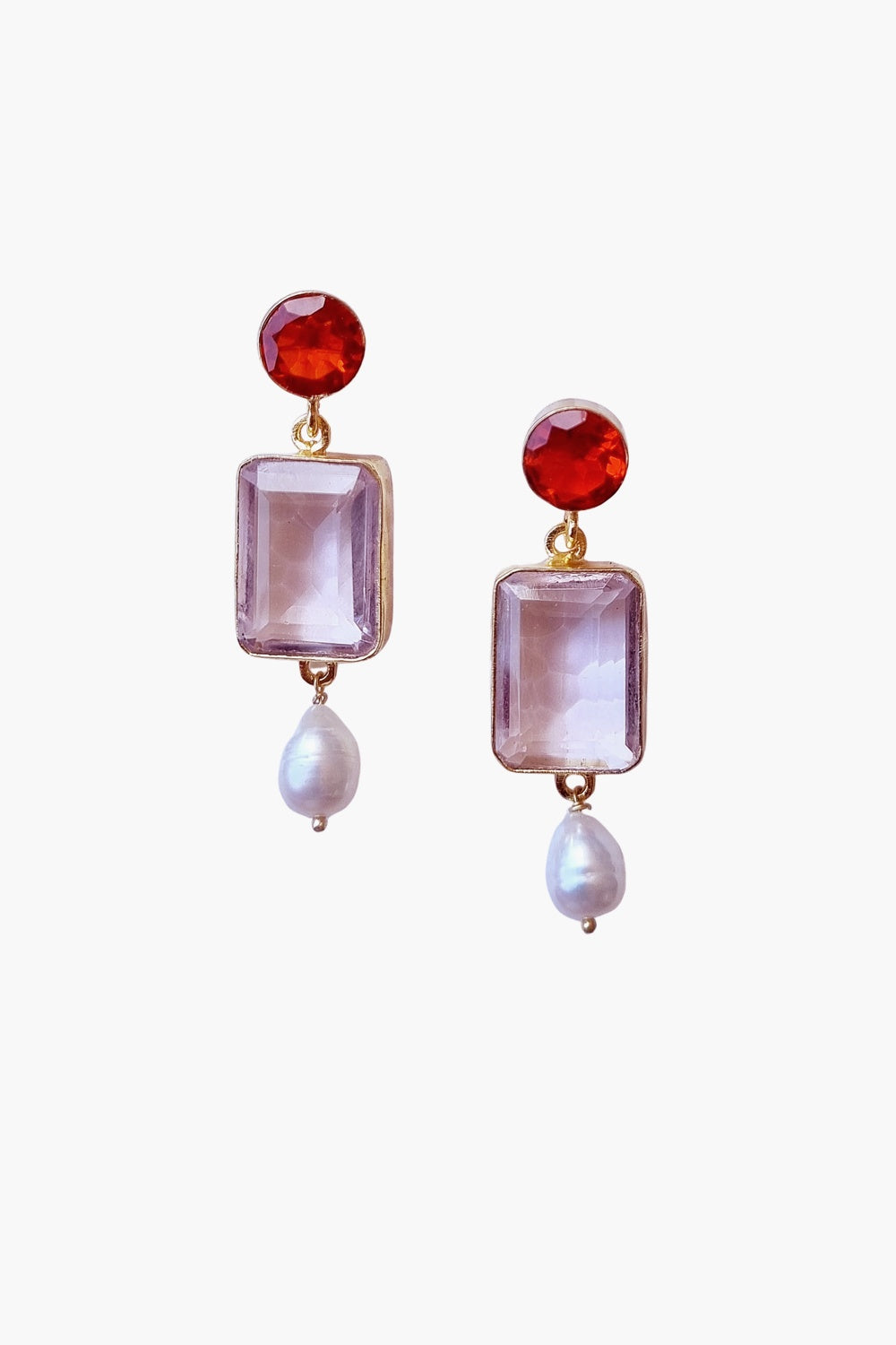 HYDRA GLASS GEM EARRING WITH FRESHWATER PEARL