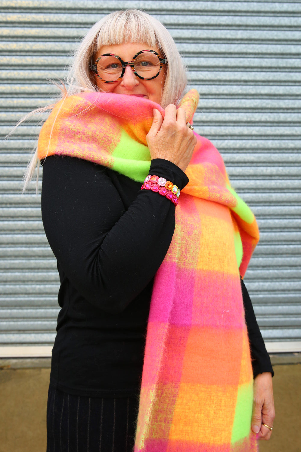WINTER SCARF ORANGE AND PINK