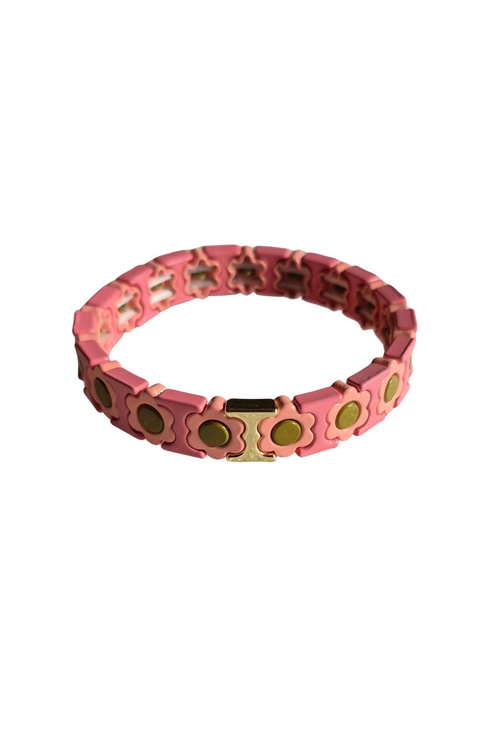 FLOWER BRACELET PINK AND OLIVE