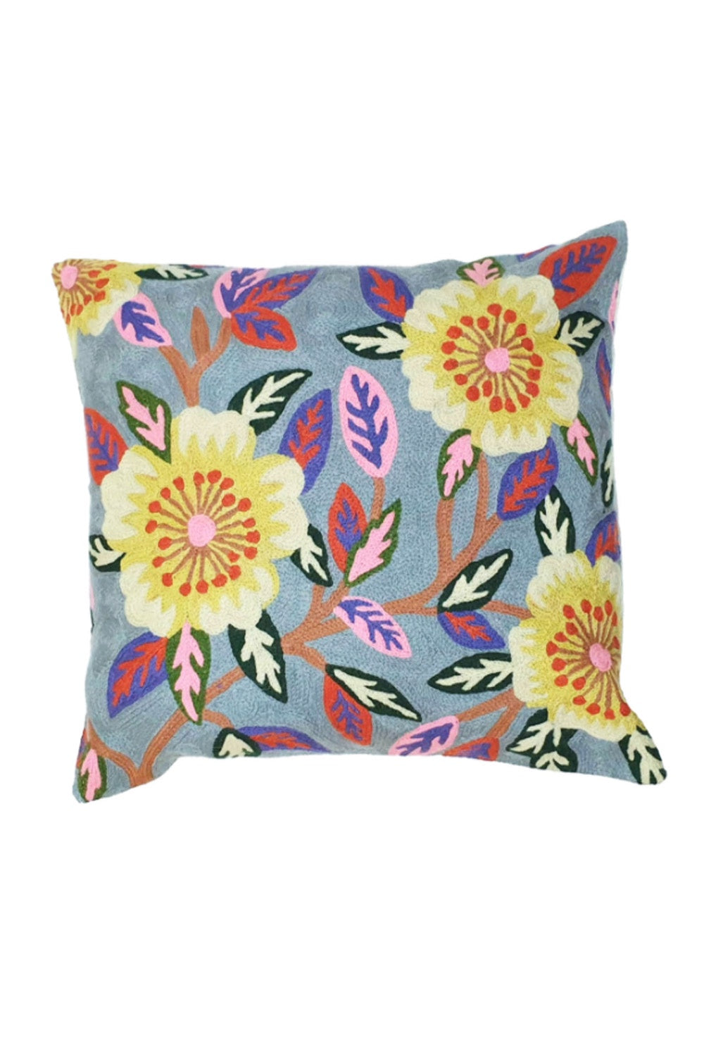 ELIZA PIRO GREY YELLOW FLOWER CUSHION COVER 45x45CM