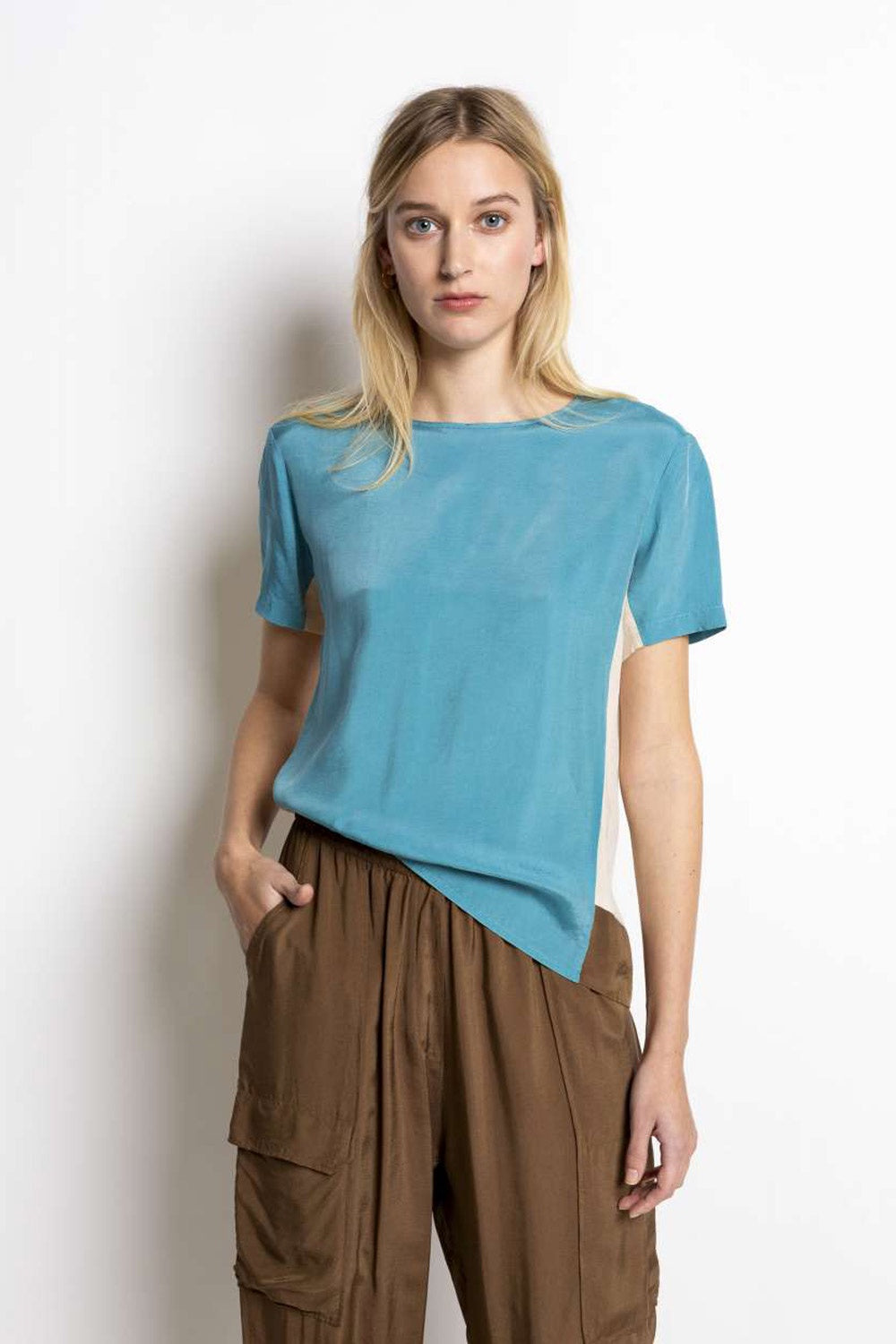 HUMANOID DANI COLOUR-BLOCK TOP BLUE