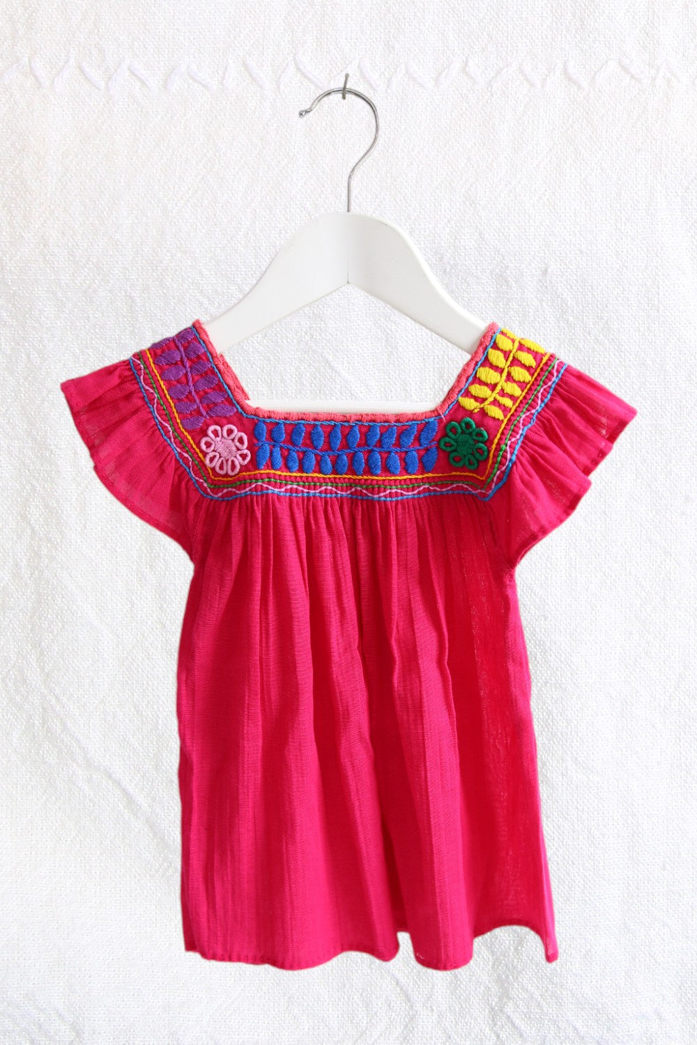 LAS NIÑAS KIDS MEXICAN EMBROIDERED PINK DRESS