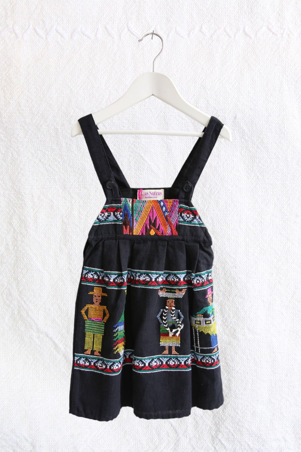 LAS NIÑAS KIDS MEXICAN EMBROIDERED HUIPIL BLACK DRESS