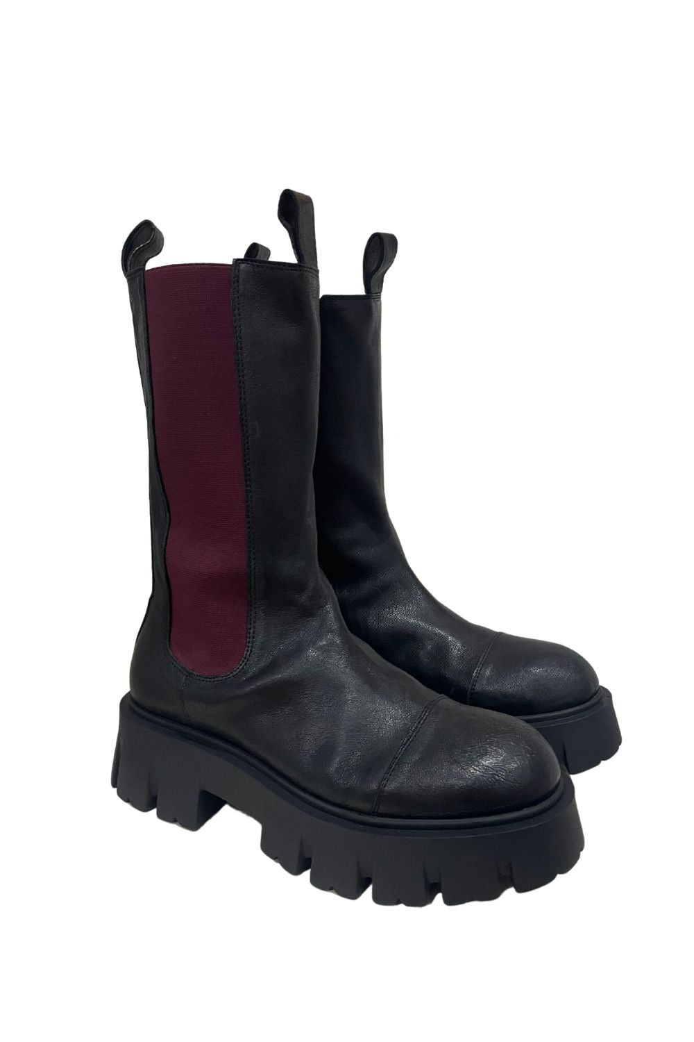 RUNDHOLZ BLACK LABEL LONG LINE ANKLE BOOT BLACK/WINE