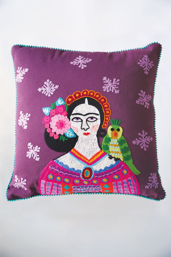 Frida Kahlo Green Parrot Cushion
