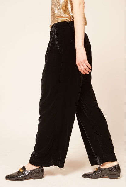 MES DEMOISELLES MANSFIELD BLACK VELVET PANT