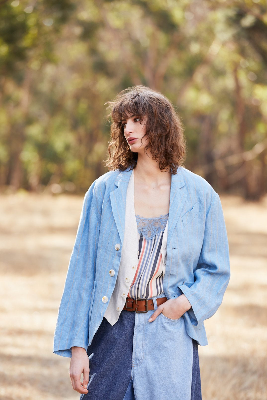 M. A. DAINTY TAMBOURINE JAFFA STRIPE CAMISOLE