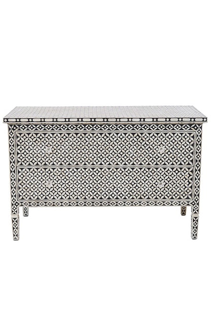 BONE INLAY GEOMETRIC 2 DRAWER CHEST BLACK/BONE