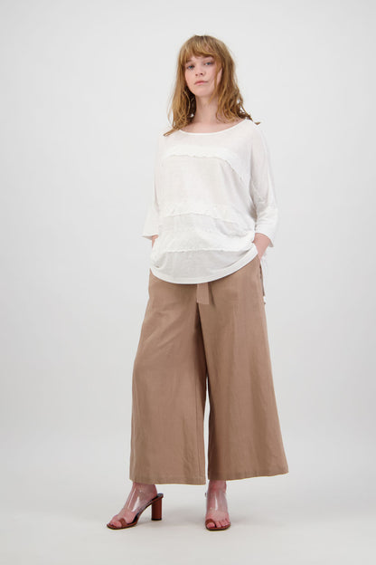 SABATINI CRINKLE LINEN DETAIL TOP IVORY