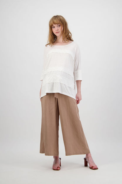 SABATINI CRINKLE LINEN DETAIL TOP IVORY