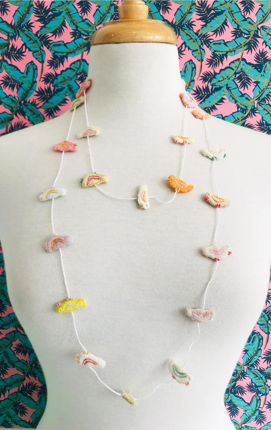 SOPHIE DIGARD TWEETS AND CHIRPS LONG CROCHETED NECKLACE
