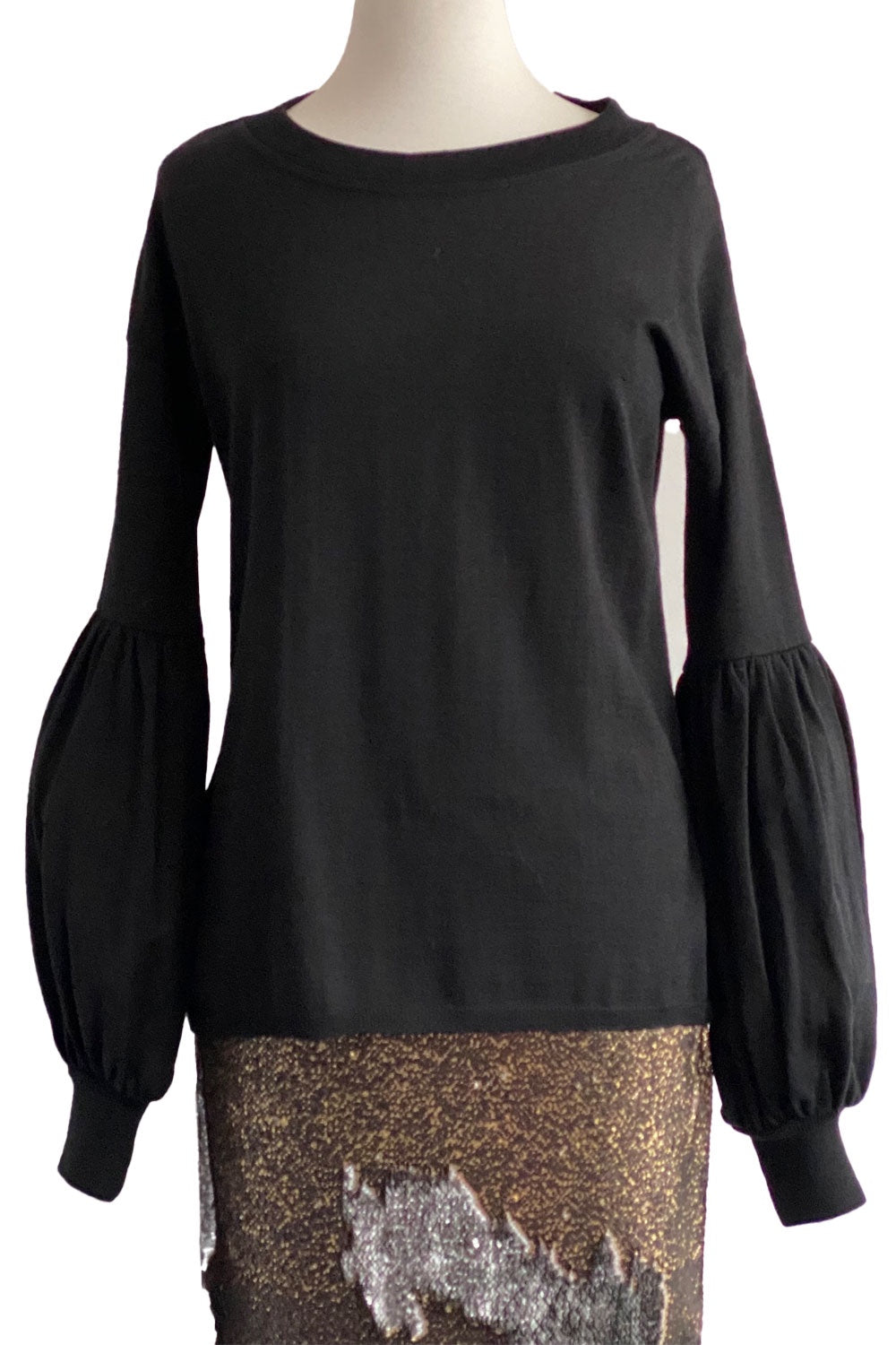 SABATINI MERINO TOP BALLOON SLEEVE BLACK