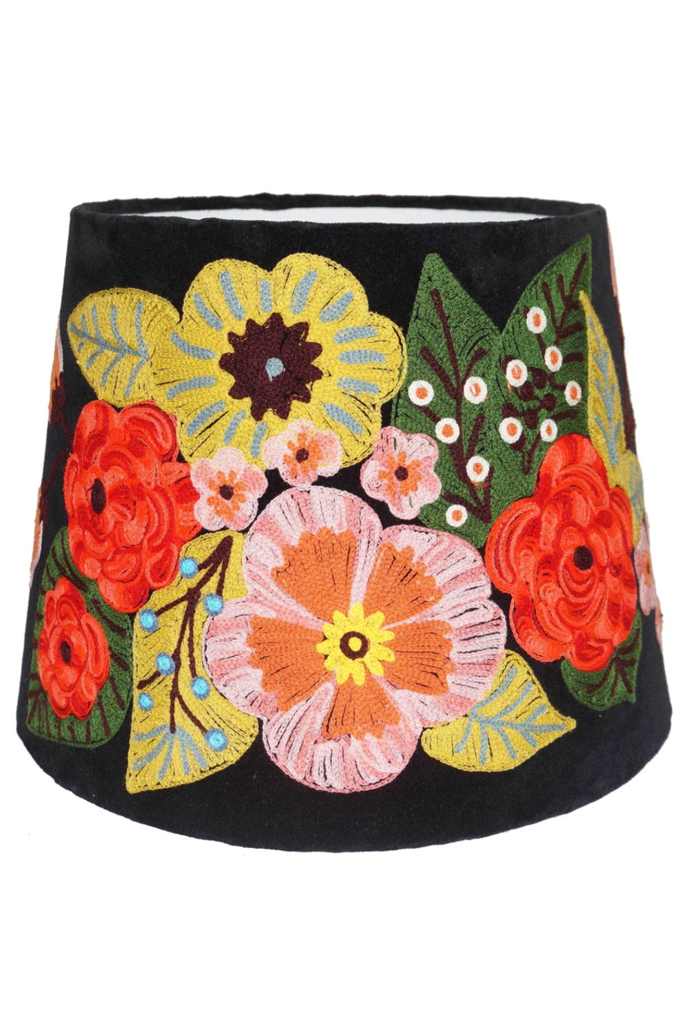 RUBY STAR TRADERS FLORAL VELVET TAPERED LAMPSHADE BLACK