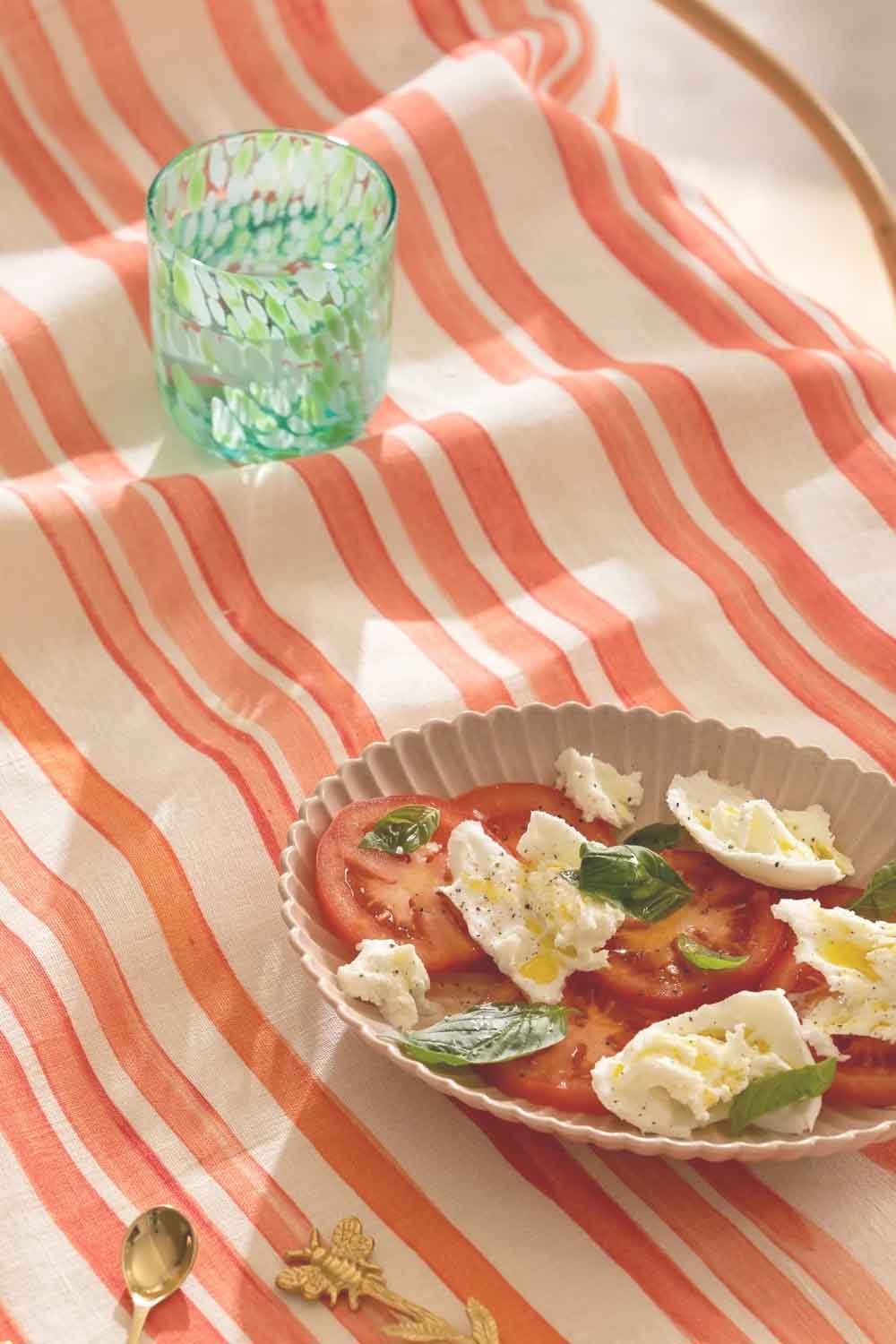 BONNIE AND NEIL RED STRIPE TABLECLOTH