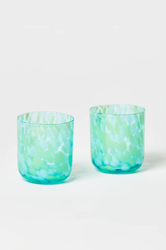 BONNIE AND NEIL DOTS GREEN TUMBLERS (SET OF 2)