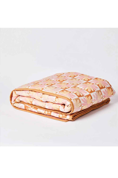 BONNIE AND NEIL QUILTED THROW CHAMOMILE PINK