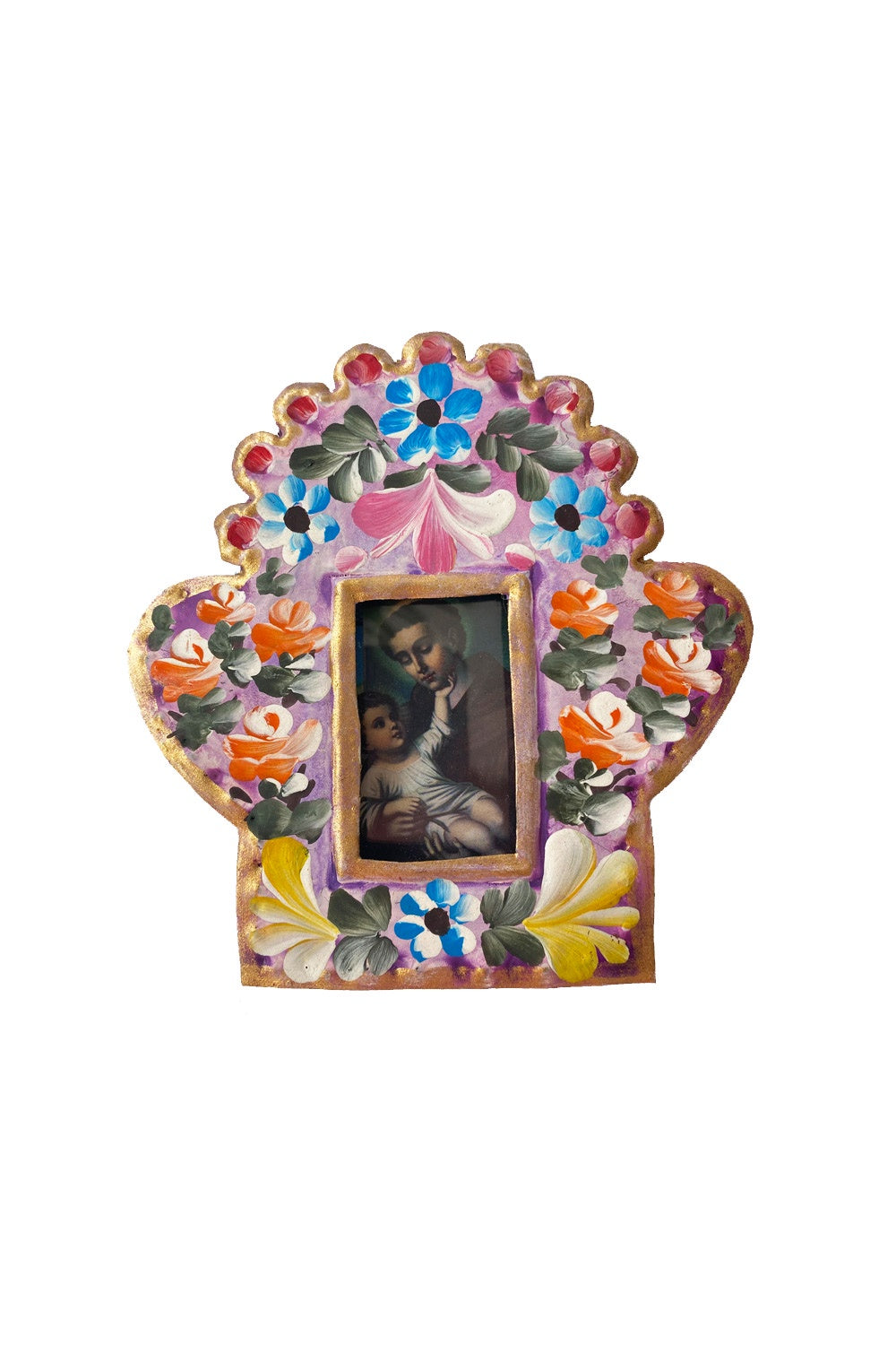 MEXICAN FOLK ART LAS NINAS TIN NICHO SAINT HOLDING CHILD