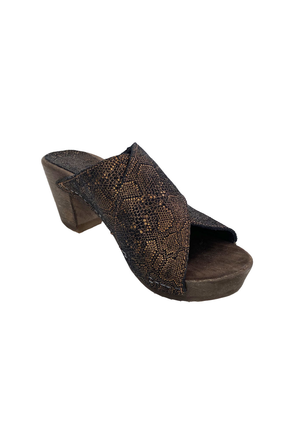 BOSABO &quot;RITA&quot; PEEP-TOE BRONZE SNAKE