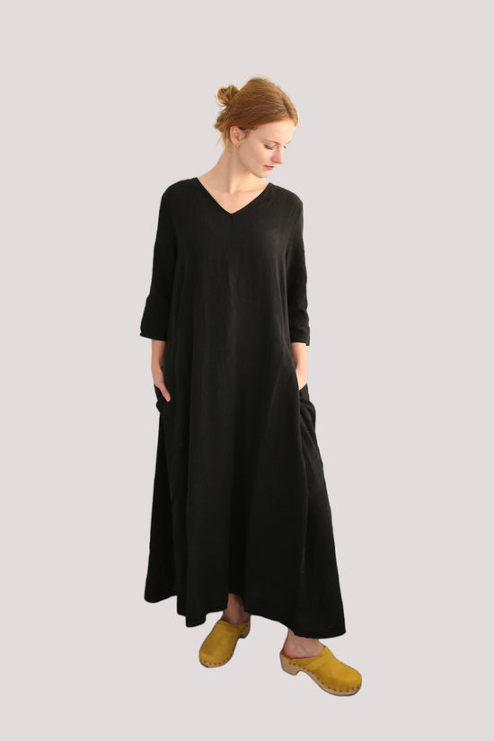 ELEMENTE CLEMENTE BLACK OYO LINEN DRESS