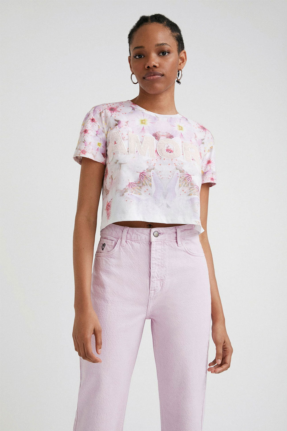 DESIGUAL DENIM STRAIGHT LEG JEANS LAVENDER