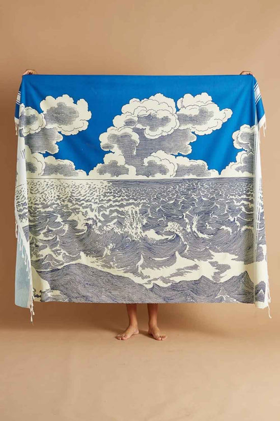 INOUI EDITIONS TOWEL/THROW OCEANIQUE NAVY