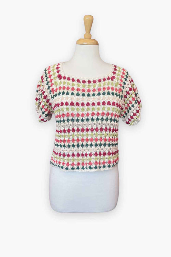 JENNIFREE DESIGNS PUFF GRANNY CROCHET CROP TOP CHRISTMAS