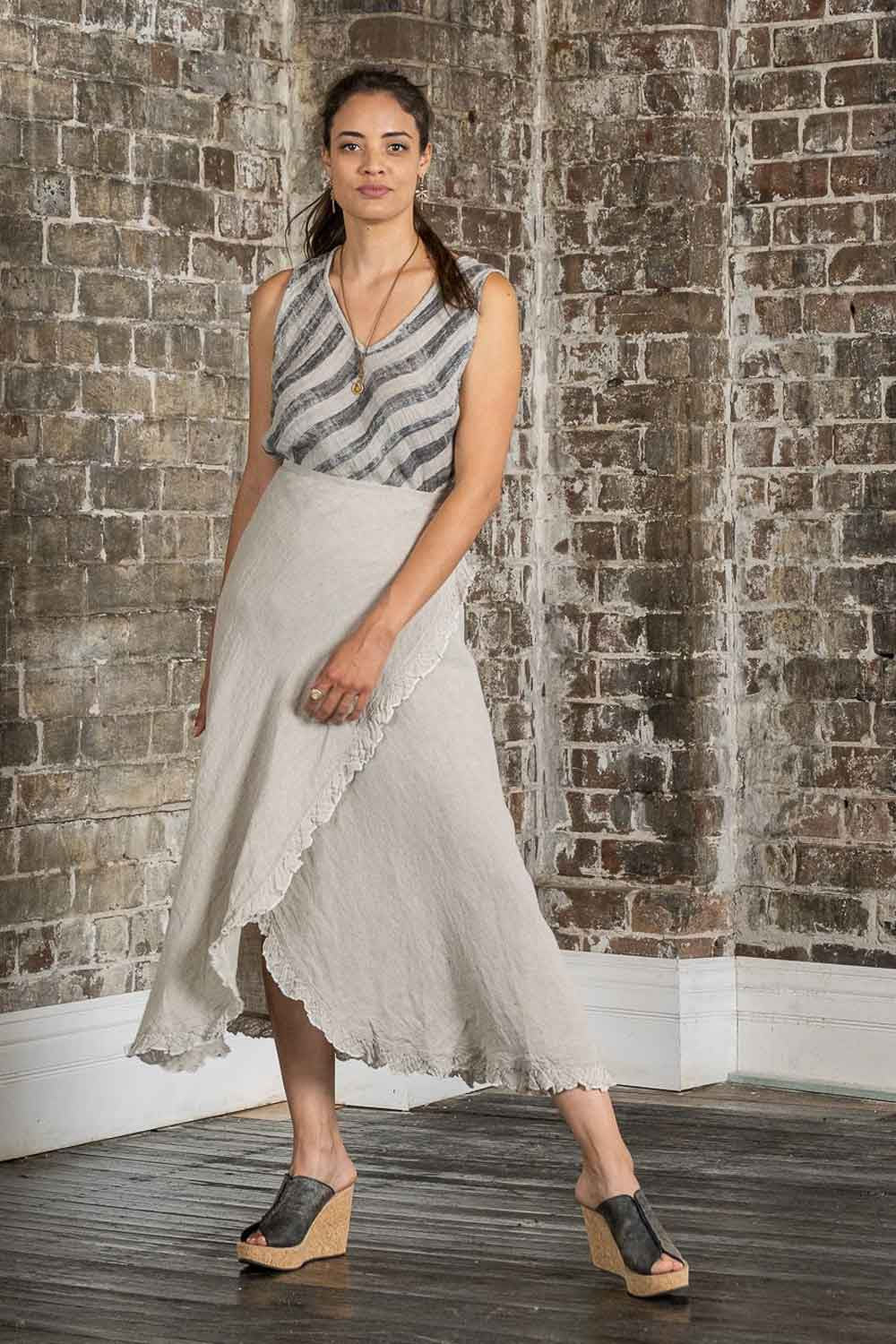 LA BOTTEGA DI BRUNELLA GONNA LATINA BATTISTA SKIRT NATURALE