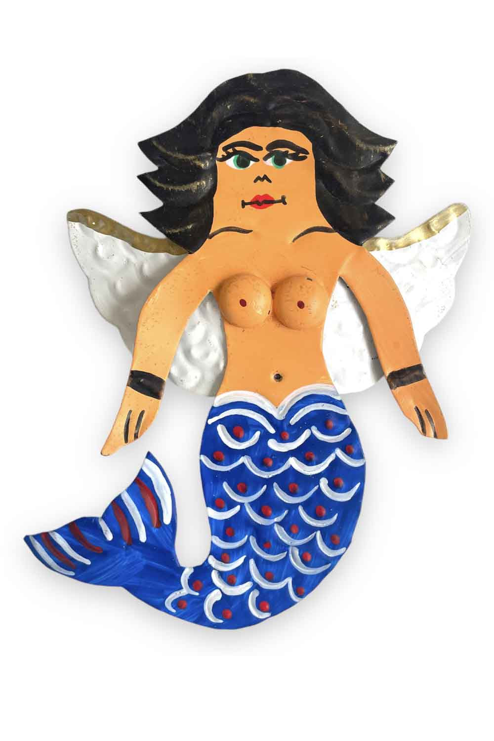 MEXICAN FOLK ART TIN SITTING MERMAID