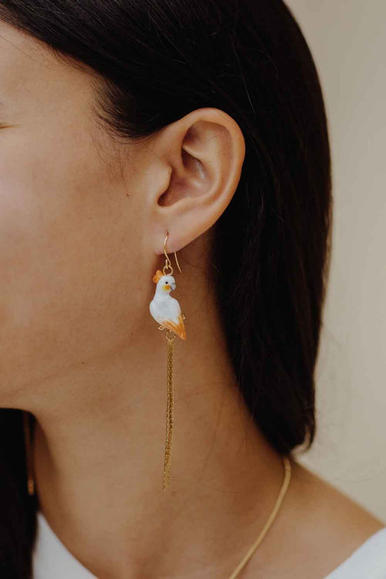 NACH COCKATOO ON BRANCH PENDANT EARRINGS