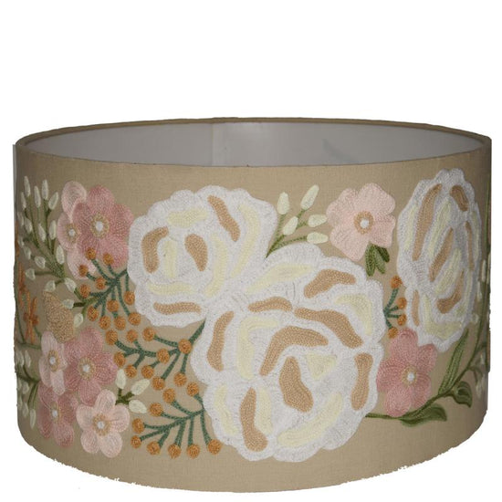 RUBY STAR TRADERS BLOOM DRUM LAMPSHADE TAUPE/MULTI LARGE