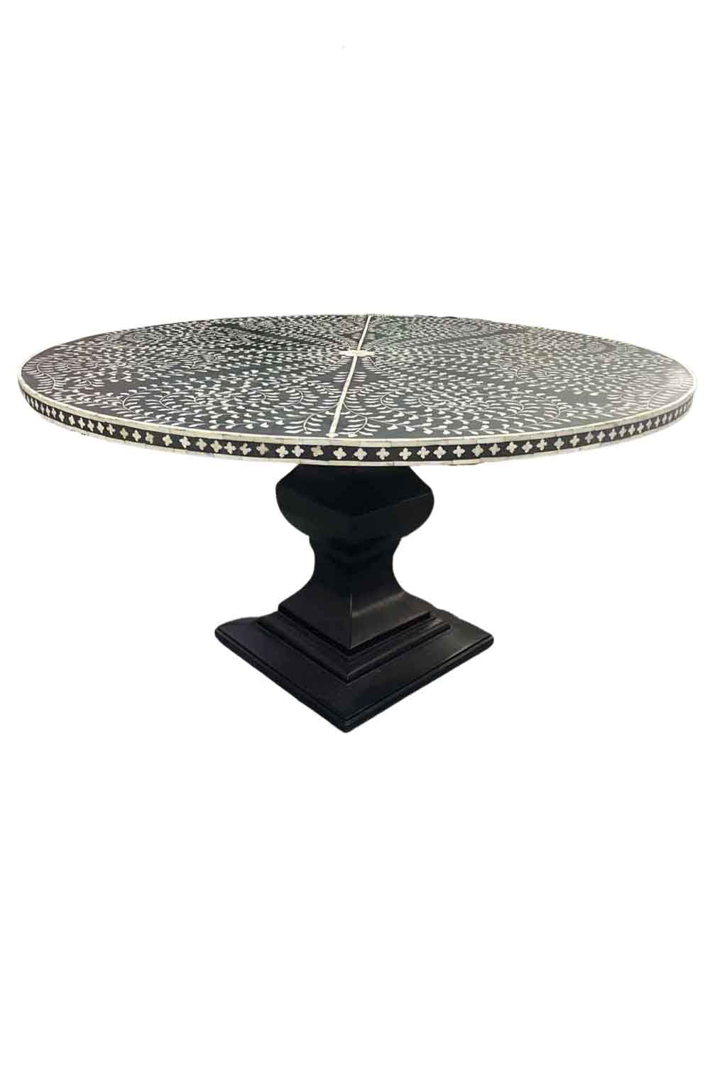 BONE INLAY DINING TABLE BLACK/BONE/TIMBER