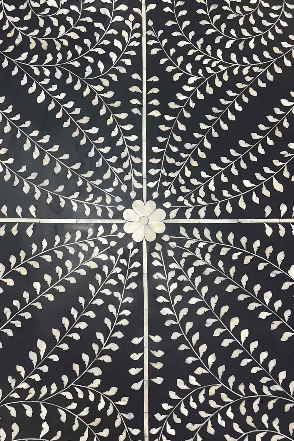 BONE INLAY DINING TABLE BLACK/BONE/TIMBER