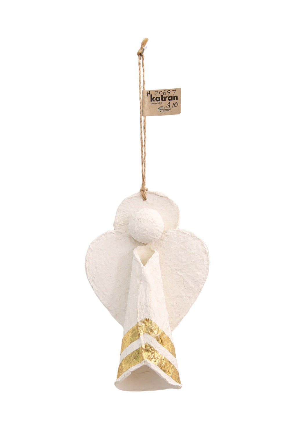 RUBY STAR TRADERS PAPIER MACHE ANGEL WHITE/GOLD