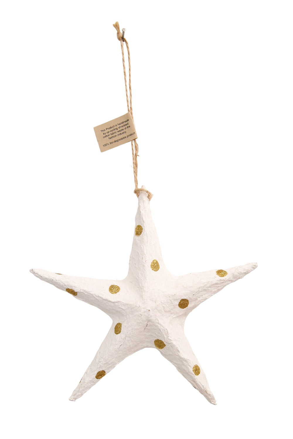 RUBY STAR TRADERS PAPIER MACHE STAR WHITE/GOLD