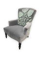 RUBY STAR TRADERS WARATAH EMBROIDERED ARM CHAIR GREY/MINT/TIMBER