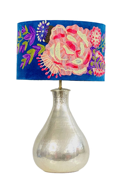 RUBY STAR TRADERS BLOOM FLORAL LAMPSHADE BLUE VELVET