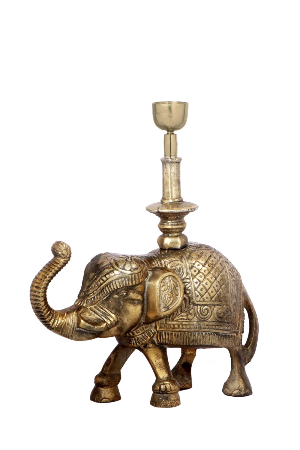 RUBY STAR TRADERS ORNAMENTAL ELEPHANT LAMP BASE ANTIQUE GOLD