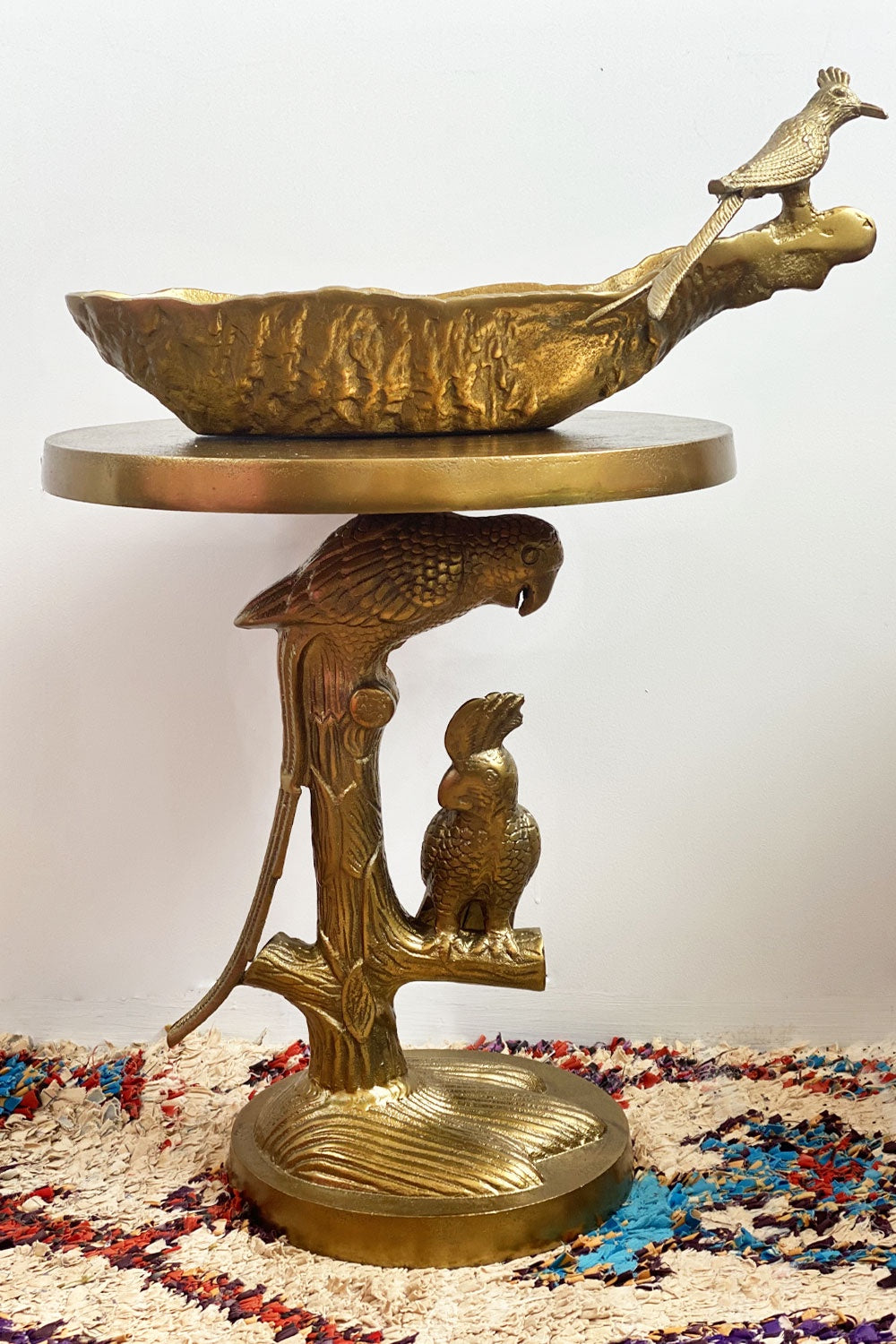 RUBY STAR TRADERS PARROT SIDE TABLE RAW ANTIQUE GOLD