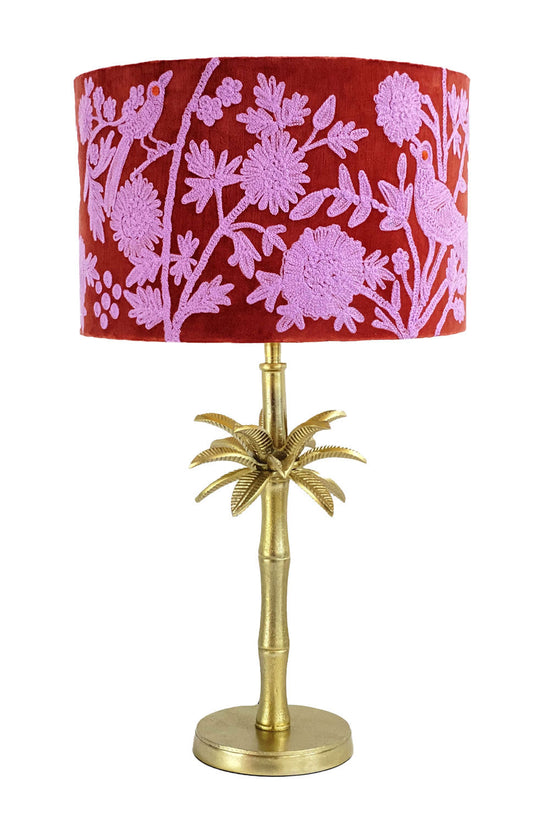 RUBY STAR TRADERS PEACOCK FLOWER DRUM LAMPSHADE RED/PINK