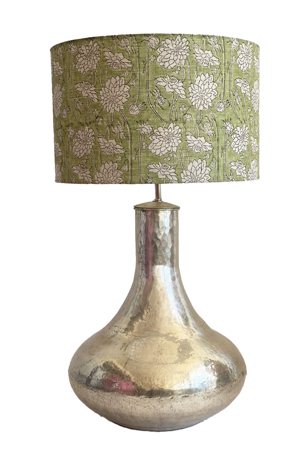 RUBY STAR TRADERS BLOCK PRINT DRUM LAMPSHADE PALE GREEN