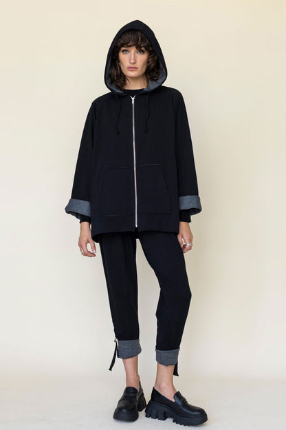 SABATINI D-RING CONTRAST FABRIC CUFF TRACKPANT BLACK