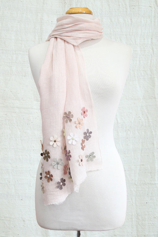 SOPHIE DIGARD CALAMINE FOSSILES CROCHET LINEN SCARF