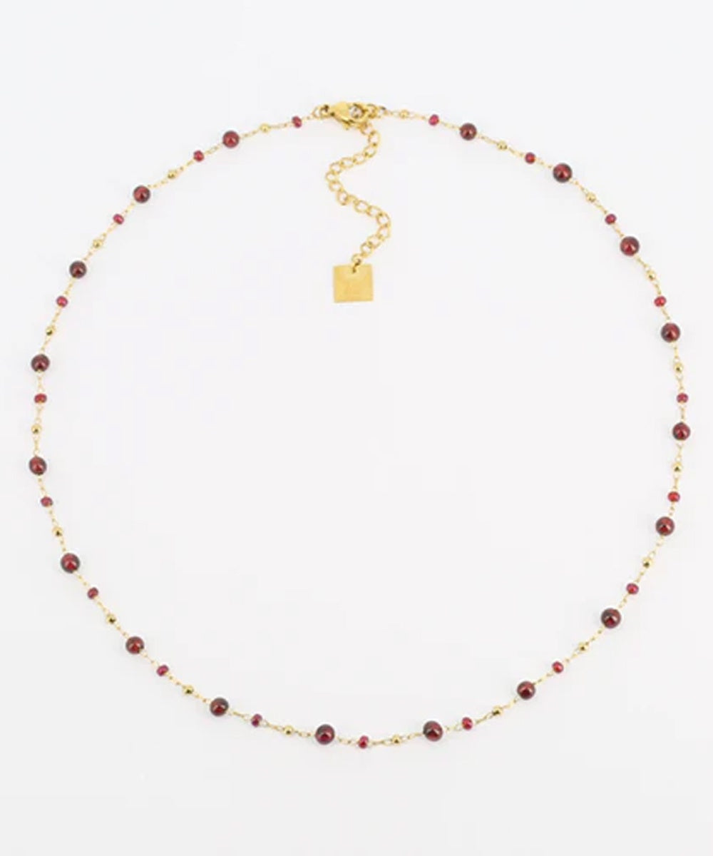 ZAG BIJOUX LOUANE GOLD NECKLACE DARK RED