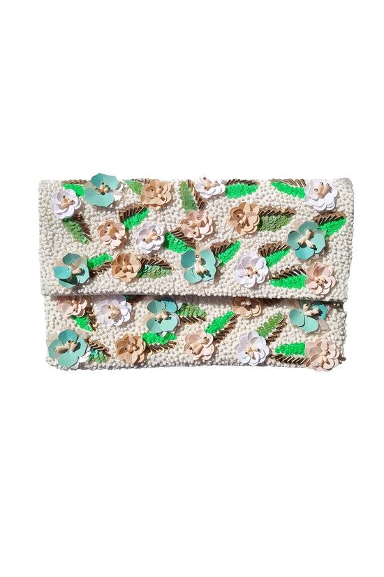 ZODA FLORAL BEADED CLUTCH BAG