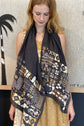SOPHIE DIGARD PATCH SLATE LINEN SCARF