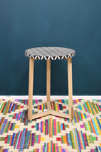 BONE INLAY ROUND SIDE TABLE