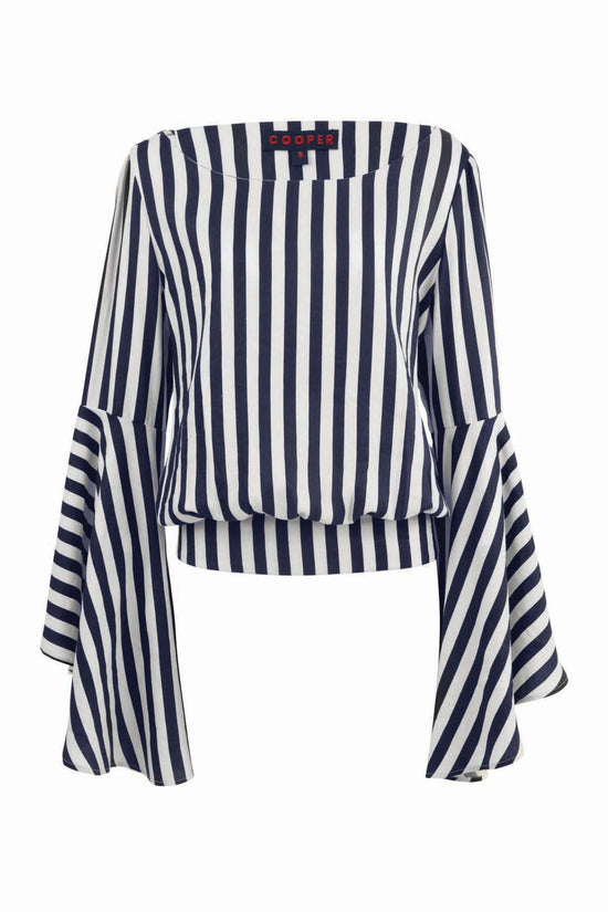 COOPER WORN WITH FLARE STRIPE TOP